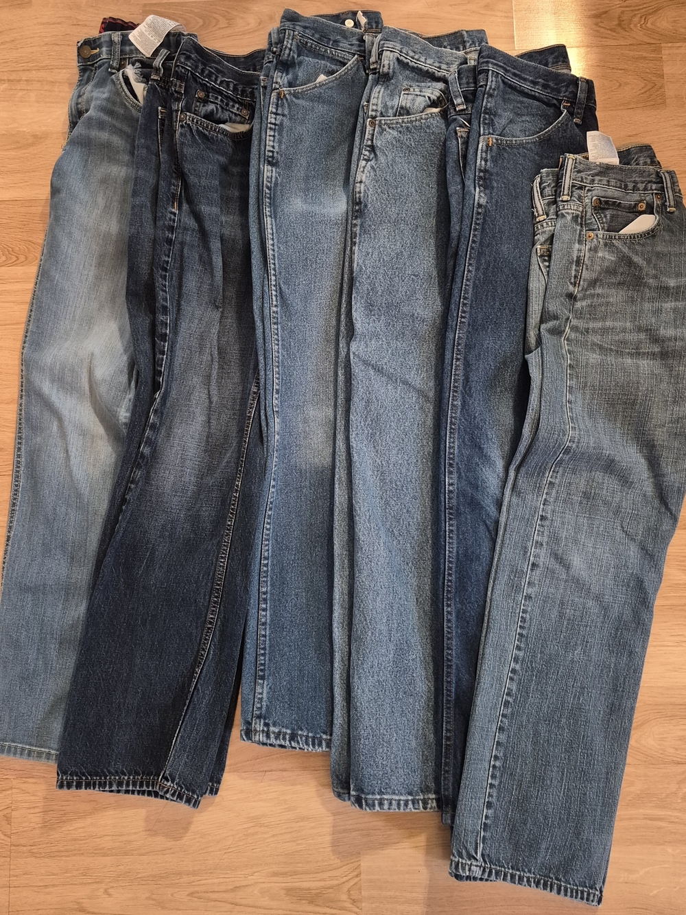 Boy's Straight Jeans in Varied Blue Denim Lot Of 6